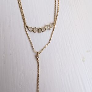 Elegant Gold Layered Necklace with Crystal Accents